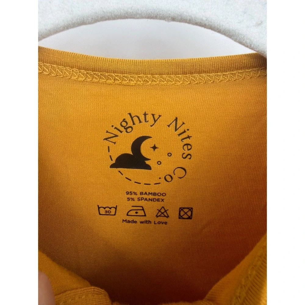 Nighty Nites Co Knotted Gown Baby NB Mustard Yellow Bamboo Henley Sleeper‎
